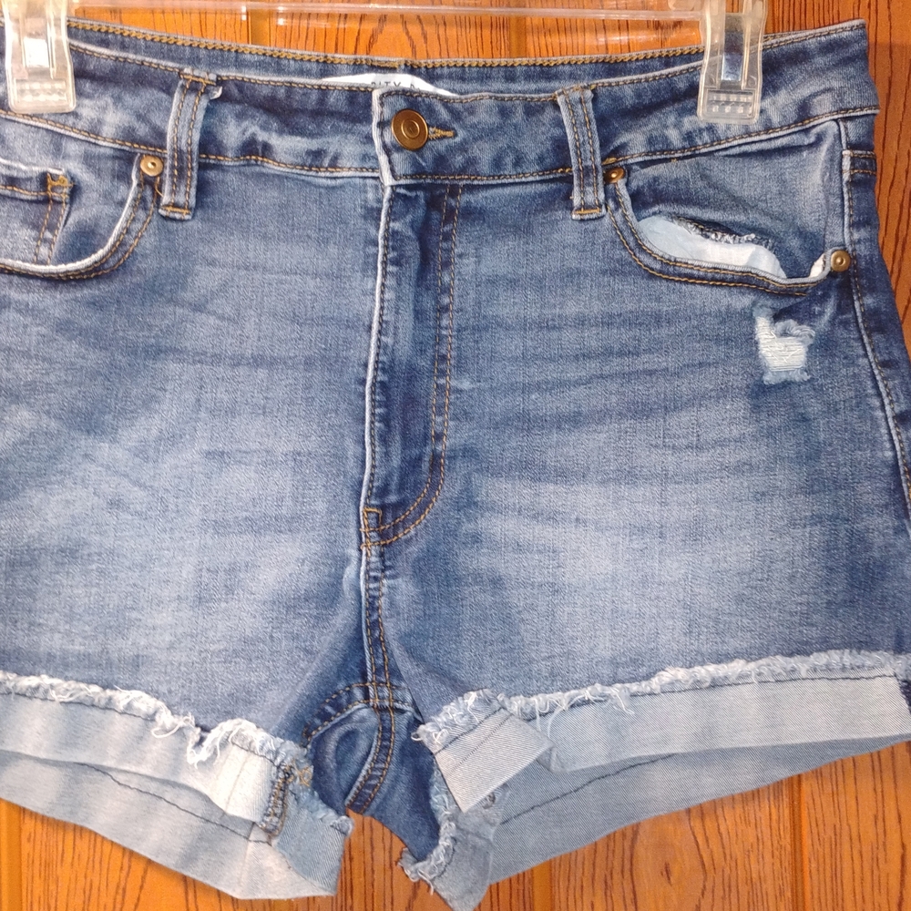 Celebrity Pink Distressed Blue Jean Shorts